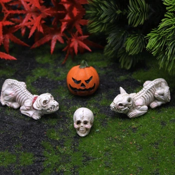 Гарбуз і скелети, 4 шт Фігурки з полістоуну Halloween для міні-саду