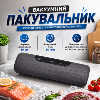 Електричний вакуумний пакувальник для тривалого зберігання харчових продуктів Вакууматор овочів, м'яса, фруктів Апарат вакуумного пакування для дому