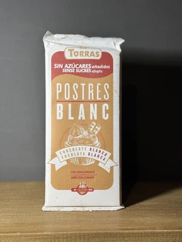 Белый шоколад Torras Postres Blanc без сахара и глютена, 200г (Испания)