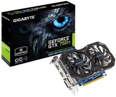 Відеокарта GeForce GTX 750 Ti 2GB Gigabyte WindForce OC (GV-N75TOC2-2GI) Б/В