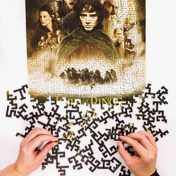 Деревянный фигурный пазл Woods Story Властелин Колец Lord Of The Rings Братство Перстня XXL 45х32 см