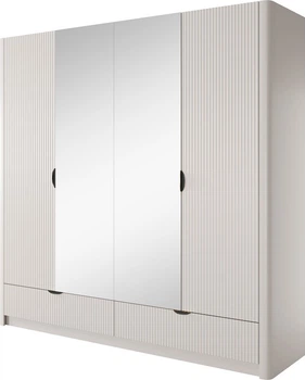 Шкаф платяной Perfect Home Lante 4D2S/213 54.6x208.4x213 см, 4-дверный, зеркало, черные ручки Бежевый (000012376993)