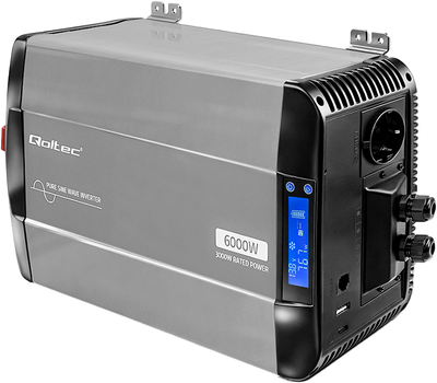 Przetwornica napięcia Qoltec Pure Sine Wave 12V/230V 3000/6000W LCD USB / USB-C (5901878526935)