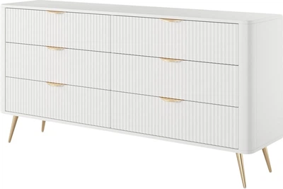 Комод Perfect Home Lante 6S/163 81.2x163.2x38 см, 6 шухляд, золоті ніжки Білий (000012377615)