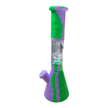 Модульный силиконовый мини-кальян бонг Neon Honey 388S 26 см со стеклянным перколятором