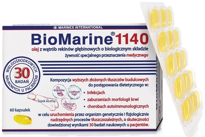 Omega‑3 Marinex Biomarine 1140 olej z wątroby rekina 60 kapsułek (23583120606)