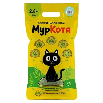 Соєвий наповнювач для котячого туалету МурКотя м'ята, 2,6 кг/6 л
