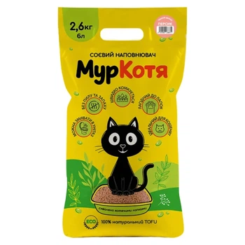 Соєвий наповнювач для котячого туалету МурКотя персик, 2,6 кг/6 л