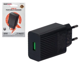 Сетевое зарядное устройство Borofone BAS72A USB-A 18W QC Black