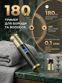 Триммер для бороды VGR аккумуляторный, машинка для стрижки волос и усов, быстрая зарядка USB, 4 насадки