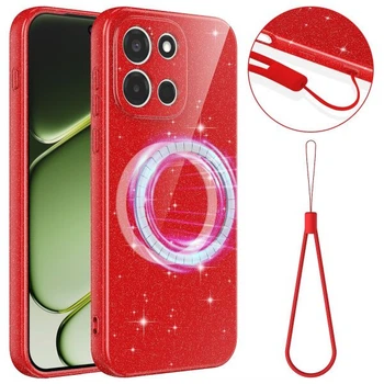 Защитный чехол Deexe Glitter Case with MagSafe для OnePlus Nord 6 - Red