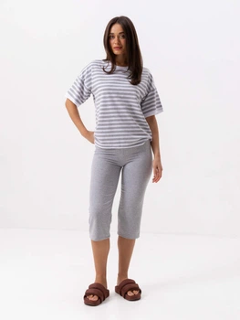 Пижама (футболка + бриджи) женская больших размеров хлопковая BARWA garments 0399/108 XL Серая меланж (2113991084107)