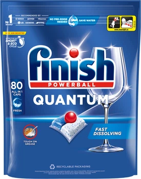 Капсулы для мытья посуды в посудомоечных машинах FINISH Quantum All in 1 80 шт (5908252011490)