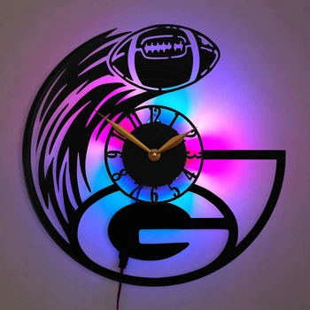 Настенные часы Green Bay Packers Грин-Бей Пэкерс с LED-подсветкой NFL американский футбол мяч логотип команды спортивный декор