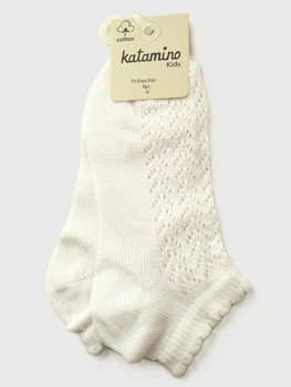 Детские короткие носки для девочки Katamino Venezi ажурные однотонные Белые 30-32 / 7-8 лет