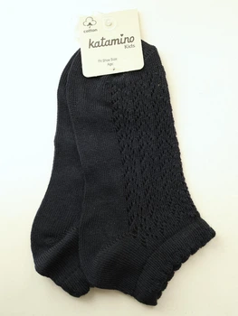 Детские короткие носки для девочки Katamino Venezi ажурные однотонные Темно-синие 30-32 / 7-8 лет