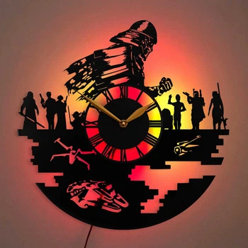 Настенные часы Star Wars Звёздные войны с LED-подсветкой Дарт Вейдер космические корабли научная фантастика тематический декор