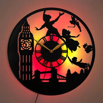 Настенные часы Peter Pan Питер Пэн с LED-подсветкой Disney Неверленд сказочные приключения фэнтези мультфильм тематический декор
