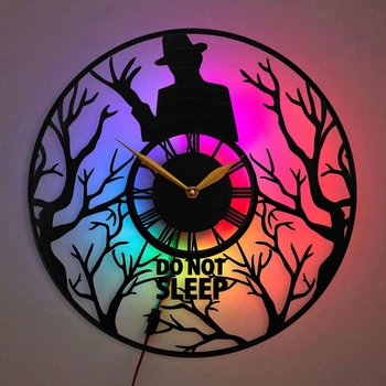 Настенные часы Freddy Krueger Фредди Крюгер с LED-подсветкой Кошмар на улице Вязов A Nightmare on Elm Street фильм ужасов хоррор декор