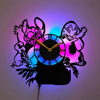 Настенные часы Lilo & Stitch с LED-подсветкой