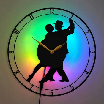 Настенные часы Танец Dance с LED-подсветкой танцующая пара бальные танцы танцоры романтический декор