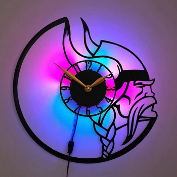 Настенные часы Minnesota Vikings Миннесота Вайкингс с LED-подсветкой NFL американский футбол викинг шлем логотип команды спортивный декор