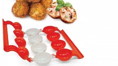 Форма для приготовления котлет с начинкой и мясных шаров цвет красный Burger maker (1259)