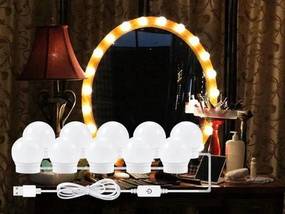 Світлодіодні лампи Hollywood lights лампочки LED для дзеркала USB дзеркальні ліхтарі 12 шт. білі (1301)