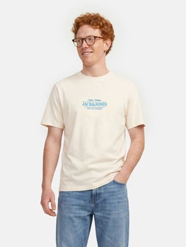Футболка хлопковая длинная мужская Jack & Jones 12295049 L Antique White (5715833160405)