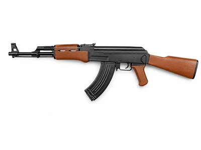 Автомат Калашникова игрушечный металлический АК-47 на пульках 6 мм 87 см черный с коричневым