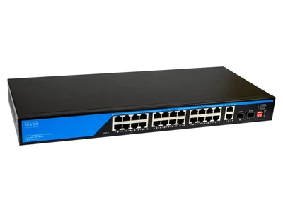 PoE комутатор (switch) 24 порти SEVEN P-73224G-2SFP