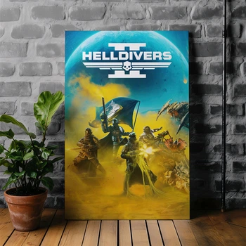 Интерьерная картина Helldivers 2, декор в комнату геймера, 42×28 см (id6618)