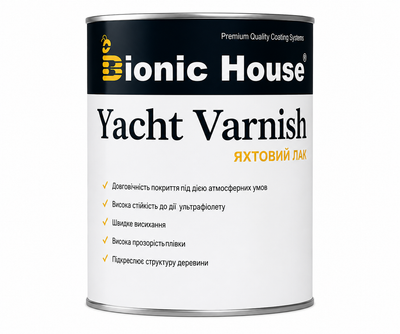Яхтовий лак для дерева Yacht Varnish Bionic-House, Безбарвний, Глянцевий, 1 л