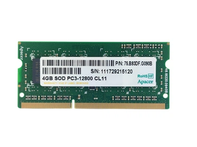 Оперативна пам'ять для ноутбука SODIMM Apacer DDR3 4Gb 1600MHz PC3-12800S (75.B93DF.G090B) 14895 Б/У