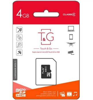 Карта пам'яті microSDHC T&G 4Gd 4 class (black)