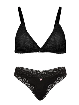 Комплект белья Victoria's Secret бралетт триангл и трусики тонг 1159863209 (Черный M)