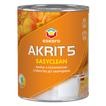 Акриловая матовая краска Akrit 5 Easyclean 0,85л