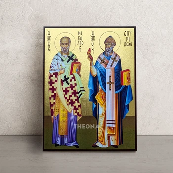 Икона Святители Николай И Спиридон 14 × 19 см