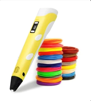 3D ручка Pen-6 LCD дисплей 20 цветов 10 трафаретов Желтая