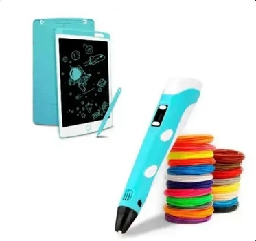 3D ручка Pen-6 LCD дисплей 20 цветов 10 трафаретов Синяя