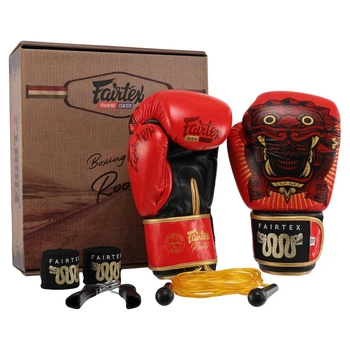 Боксерский набор 4в1 Fairtex Roots 6662 перчатки боксерские + бинты + скакалка + эспандер размер 14 унций Red