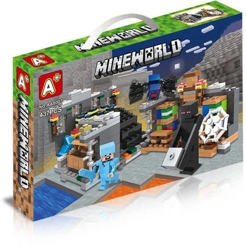 Большой Детский конструктор Майнкрафт Фортеца с порталом и фигурками Minecraft My world Портал в Край (437 деталей)
