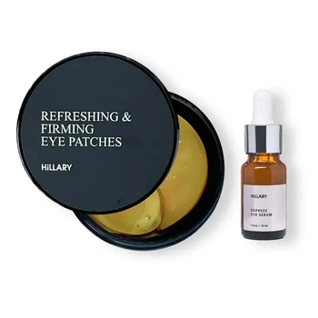 Набор Hillary для ухода за кожей вокруг глаз: Патчи Hillary Vitamin C Refreshing & Firming Eye Patches, 60 шт + Сыворотка Hillary Express Eye Serum, 10 г