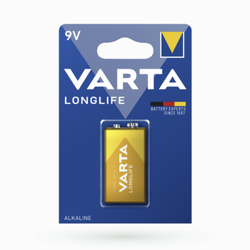 Батарейка VARTA LONGLIFE 6LR61 АЛКАЛАЙН (Крона блістер 1шт.)