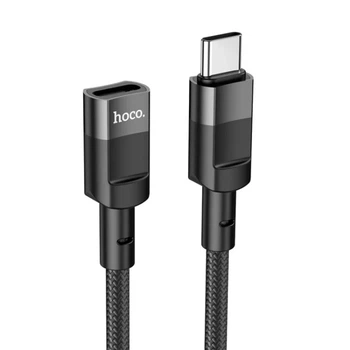 Кабель удлинитель Hoco папа-мама Type-C male to Type-C female 1,2м Black (U107_C_C)