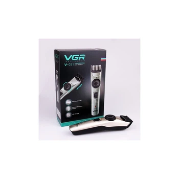 Аккумуляторный триммер VGR V-031 для стрижки волос и бороды с насадками, бело-бирюзовый