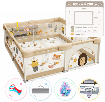 Манеж детский игровой складной Terrio Hedgehog XL 180х200 см пластиковая дверь ручки мячи манеж-кровать большой манеж для детей безопасный домик для игр