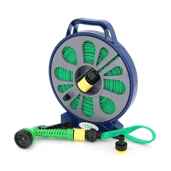 Шланг поливальний на котушці 15м + розпилювач, насадка на кран, Green, Box (UG-42173)