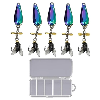 Металлические блесны с вертушкой и мушкой на крючке FishingSpinner для рыбалки, 4,5 г, 5 штук