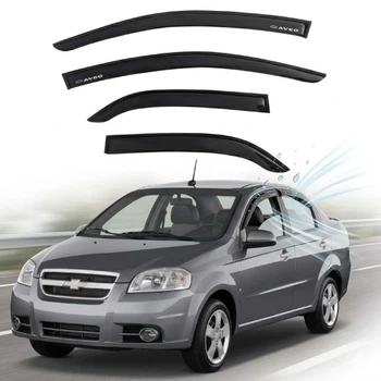 Дефлектори вікон вітровики Chevrolet Aveo T250 2006-2012 Седан Скотч 3M Voron Glass